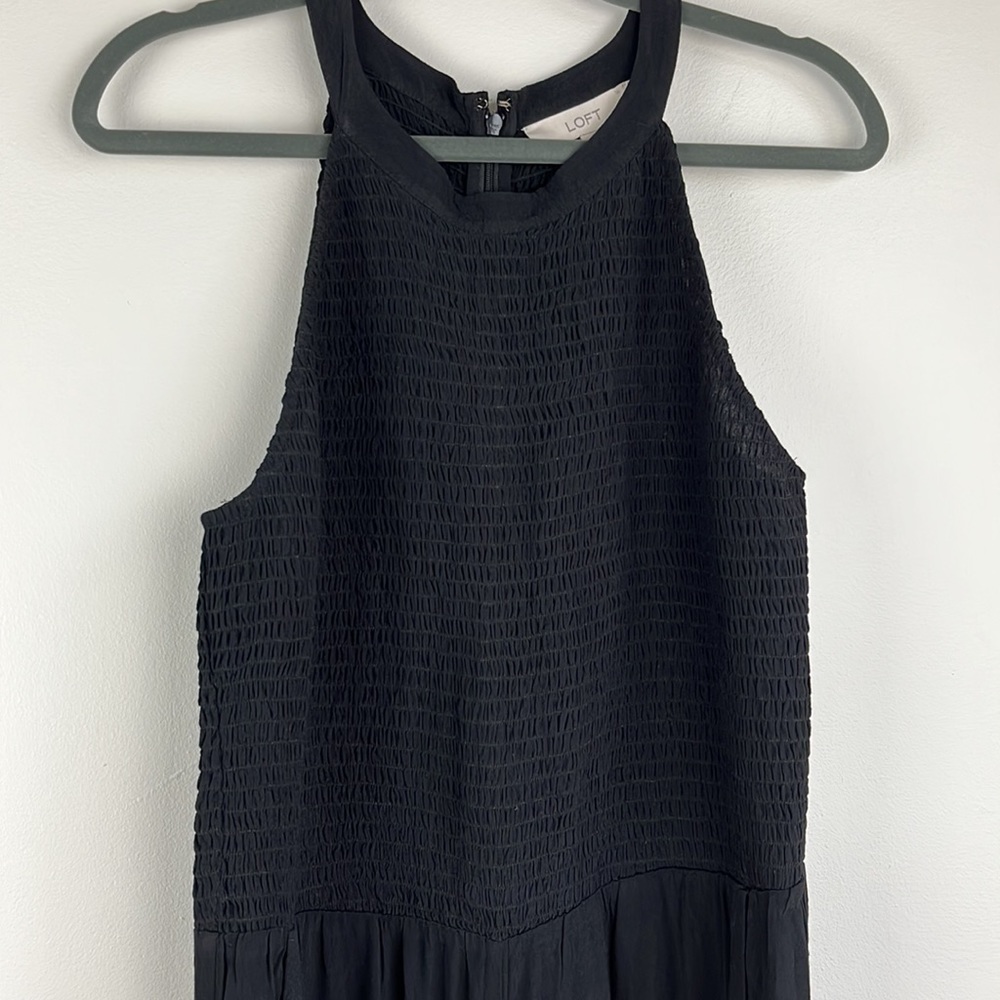 NWT LOFT women’s black high neck wide leg jumpsuit. Size 10 - Picture 3 of 8